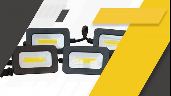 GT-Lite 50FT LED Work Light 50W 5000 Lumen Damp Rated Construction String Lights Linkable for Jobsite Lighting, 5000k Daylight White, ETL Listed (5 Light Heads)