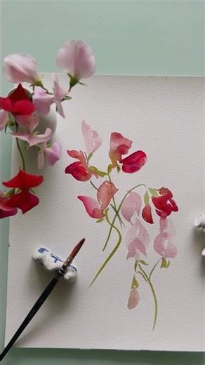 Watercolor beautifully simple sweet peas with me! ✨