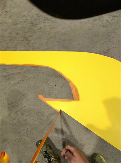 Satisfying Tape Pull: Fresh Turn Arrow Line Marking