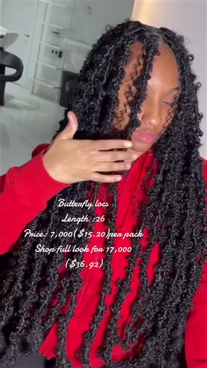 Butterfly locs Length :26 Price: 7,000($15.20)per pack Shop full look for 17,000 ($36.92) #fyp #viral #locs #stability