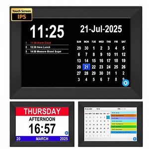 Bgift 10.1" Easy to Use Touch Screen Digital Clock for Seniors,Large Display Digital Calendar with Day and Date for Elderly,64 Alarms 40 Reminders, Auto DST,Gfits(Black) - Walmart.com