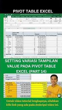 Belajar Microsoft Excel : Cara Setting VARIASI TAMPILAN VALUE Pivot Table Microsoft Excel (Part 14)
