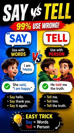 Say vs Tell 🤯 | 99% People Use It Wrong! #english #shorts #trending #viral #study