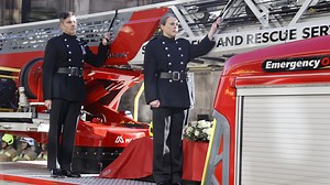 Hero firefighter's coffin carried on fire engine as hundreds line streets for funeral