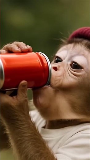 Baby Monkey Tries Soda… and BURPS! 🐒🥤🤣