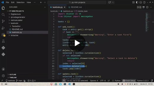 30 Days of Python: Task Manager GUI in Python | Samarth Boraste posted on the topic | LinkedIn