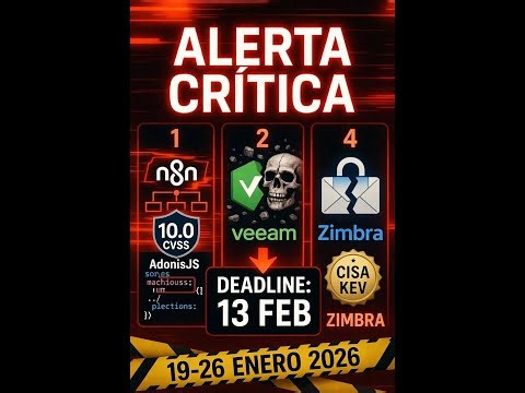 n8n CVSS 10 + Veeam Ransomware + AdonisJS RCE + Zimbra Bypass | Vulnerabilidades Enero 2026