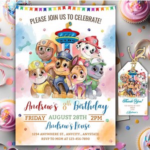 Editable Paw-ty Birthday Invitation Template: Dog Theme (PDF Download) - Etsy