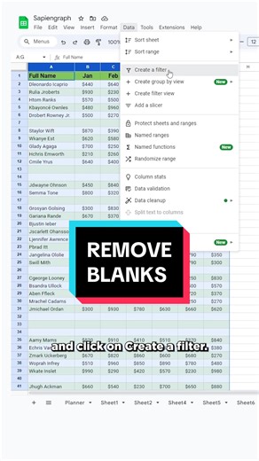 How to remove blanks in Google Sheets. #tips #googlesheets #data