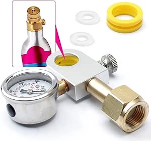 CO2 Refilling Adapter with pressure gauge silver, Soda Exchange Carbonator Refill quick adapter Compatible with DUO Terra Art soda pink Co2 Cylinder silver