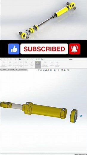 Solidworks CAD Design Exercise 177 Hydraulic Cylinder Assembly Shorts All Parts in Solidworks