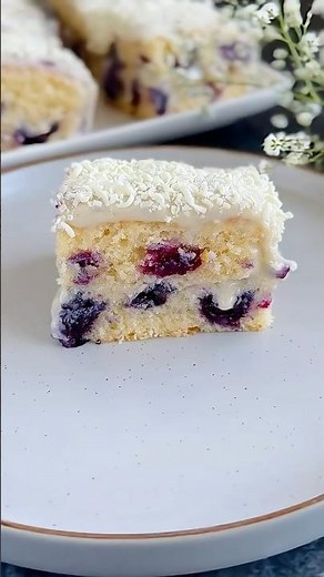 Soft Lemon Blueberry Cake 🍋 🫐 Full Recipe on My Channel