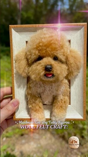 Hand made cow dog Teddy Figurine replica, pet customization, wool felt crafts 20251118-2