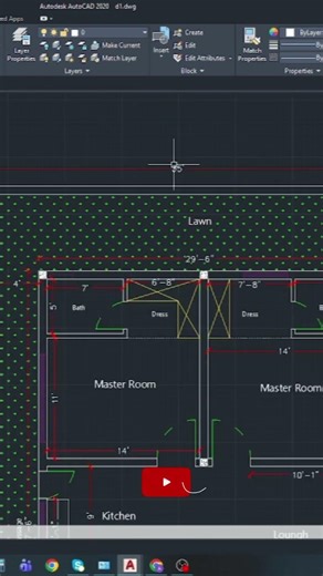 35’x60’ Floor Plan AutoCAD Tutorial | Complete Dimensions | #autocad #trending #shorts #foryou