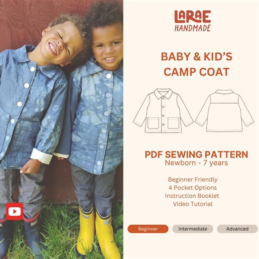 Baby/kid’s Camp Chore Coat PDF Sewing Pattern: Beginner Friendly, Newborn to 7 Year - Etsy
