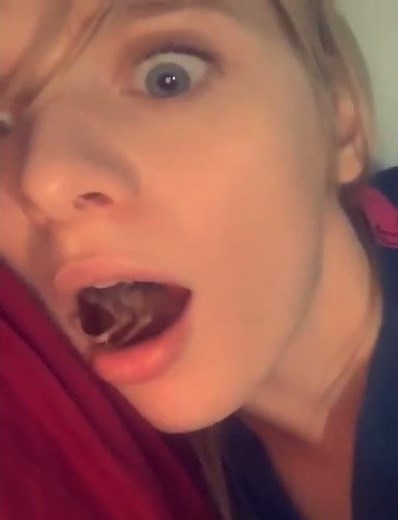 Blonde Girl Swallows a Mouthful
