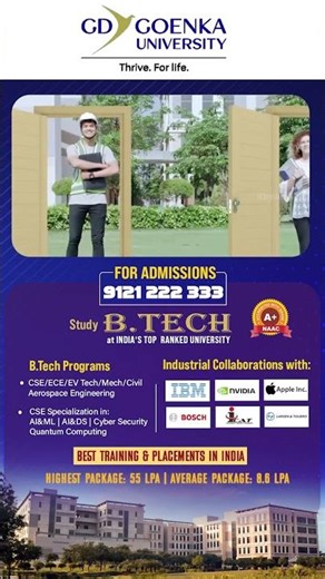 Promising Careers in Engineering Courses at GD Goenka University : #gdgoenkauniversity #manadesham