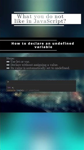 🧬 JavaScript 🧬 How to declare an undefined variable 🧬 #shorts #KGRDevShorts #HowToJavascript
