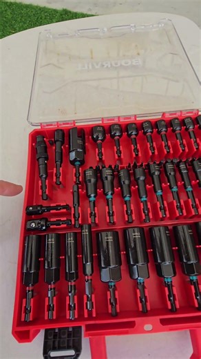 Magnetic Impact Nut Driver Set,SAE & Metric Red Storage Case,Socket Set,Socket Adapters & Quick