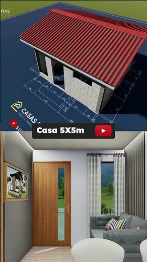 5x5 meter House | Design and Construction 👆🏡