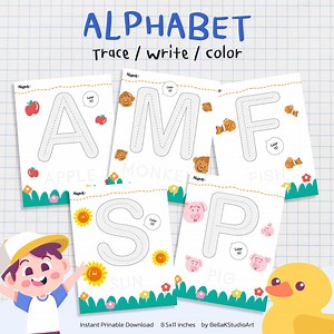 26 Printable Alphabet, Handwriting Practice Sheets for Kids, Letter Formation Practice Worksheets, Preschool-kindergarten Phonics - Etsy UK