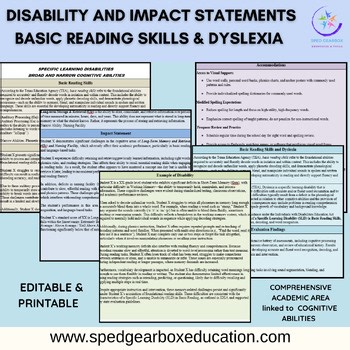 DISABILITY AND IMPACT STATEMENTS: BASIC READING SKILLS AND DYSLEXIA