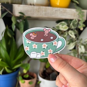 Hot Chocolate Mouse Sticker: Waterproof and Scratch Protected | Sticker for Laptop, Water Bottle, Journal, Scrapbook - Etsy Australia