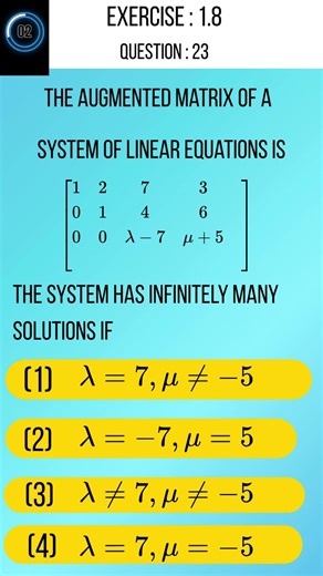 class 12th maths tn | ex 1.8 | question no 23 | The augmented matrix of a system of linear equations