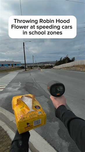 Cameron Gibbons | Throwing Robin Hood Flower at speeding cars in school zones | Instagram