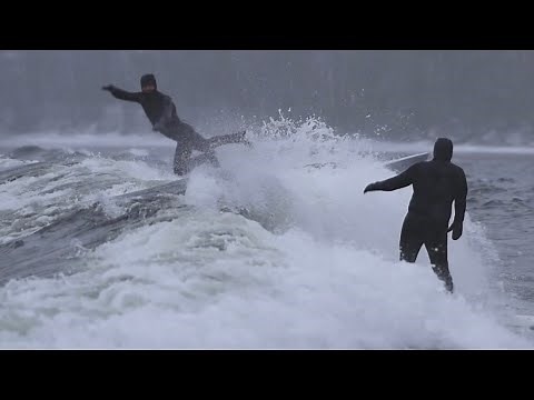 Winter surfing on Lake Superior