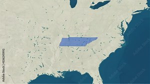 Zoom in to the map of Tennessee with text, textless, and with flag