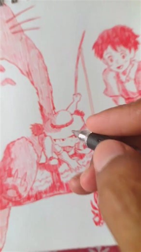 My Neighbor Totoro in Red Pen 🌿✨ #shorts