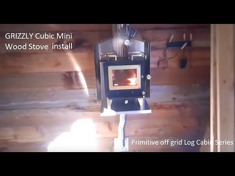 Primitive off grid GRIZZLY Cubic Mini Wood Stove install and burn