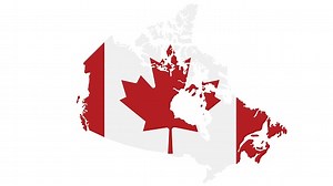 Canada map with flag texture on white background,...