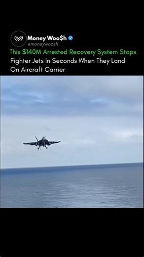Money Woo$h™ on Instagram: "That is an impressive catch! The system you're seeing in this video is an action known as an Aircraft Arresting Gear (or more specifically, the Arrested Recovery system). It is a critical component of naval aviation that allows high-speed jets to land on the relatively short deck of an aircraft carrier. When pilots land on a carrier, they actually push the engines to full throttle the moment they touch the deck. They do this just in case the hook misses the wires (a "