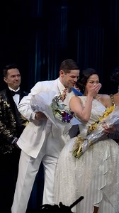 Just two friends telling jokes at curtain call! 💚 #jeremyjordan #evanoblezada #thegreatgatsby #greatgatsby #broadway #curtaincall #oldsport | Broadway.com
