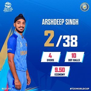 Arshdeep Singh scalped 2⃣ wickets & was our top performer from the second innings of the #INDvBAN #T20WorldCup match. 👍 👍 #TeamIndia Here's a summary of his bowling display 👇 | Indian Cricket Team
