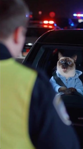 Cat Tries to Beat a DUI Checkpoint (Fails Instantly)