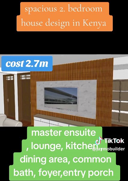 Spacious 2 Bedroom House Design in Kenya