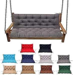 Outdoor Porch Swing Cushions, 2-3 Seater, Foam Filled, Waterproof, 4in Thick, Darkgray, Polyester Fabric, for Patio, Garden, Terrace, Balcony