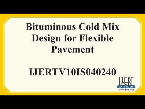 Bituminous Cold Mix Design for Flexible Pavement