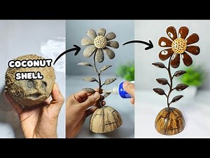 🌼How to make a coconut shell flower🥥|coconut shell flower vase | coconut shell craft | Diy craft