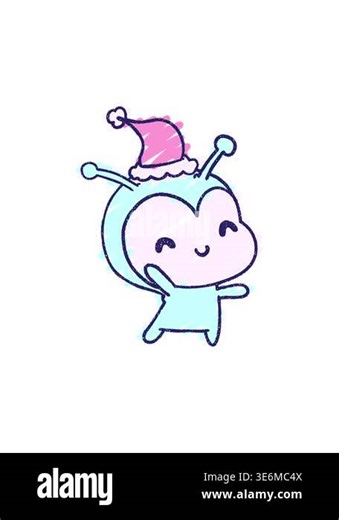 popping motion animation of festive alien character Stock Video Footage - Alamy