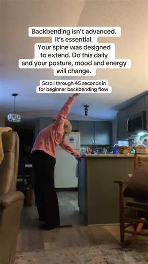 Backbending isn’t about being flexible or “advanced.” It’s about restoring what modern life takes away. 1. It reverses daily posture damage- Most of us live folded forward—phones, desks, driving. Backbends reopen the chest, shoulders, and spine, undoing tech-neck and rounded posture. 2. It strengthens the spine, not just stretches it- Gentle backbends activate deep spinal muscles and glutes, supporting long-term back health and reducing pain. 3. It boosts energy and circulation- Opening the fron