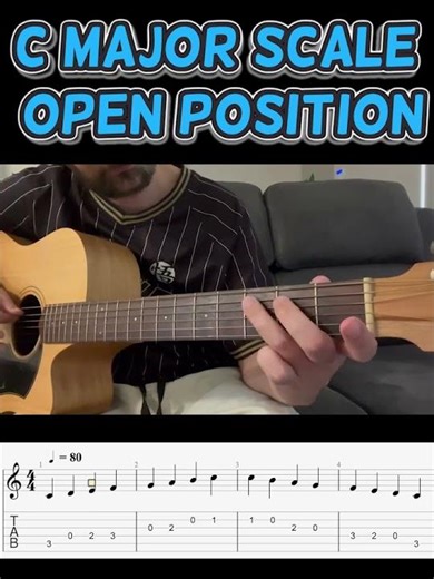 C Major Scale on Guitar - Open Position #guitar #education #guitartutorial #acousticguitar #music