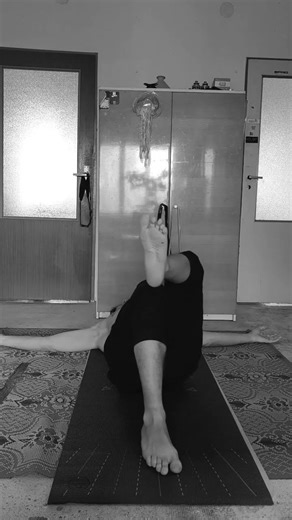 Hips and lower back strech front view. yoga