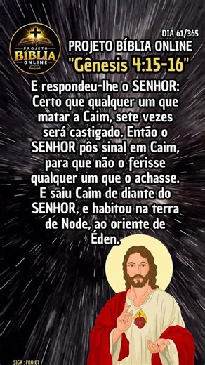 CAIM RECEBEU UM SINAL PARA NÃO SER MORTO. ⚠️ | GÊNESIS 4:15-16 | DIA 61/365 #jesus #biblia