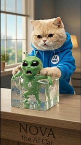 Cat Tries To Rescue Alien From Slime!
