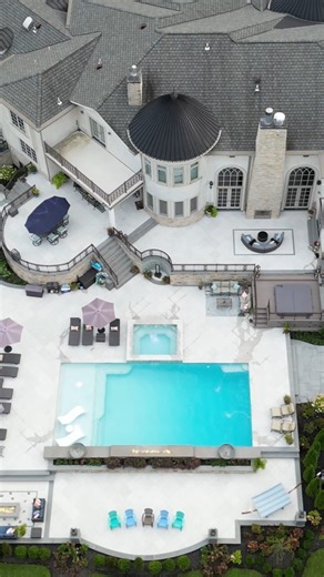 Backyard resort mode: ON. ! ✅ Custom pool with wide tanning ledge ✅ Raised spa with spillway ✅ Full-length gas fire feature along the waterline ✅ Multiple lounge zones upper deck seating ✅ Hardscape landscaping designed to match the home Ready to plan your own Offshore backyard oasis for next season? Contact us to get started! Proudly serving the Jersey Shore and all of Central New Jersey since 1991! A full construction and full-service pool company #OffshorePools #OffshorePoolsNJ #JerseyShore #