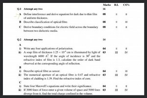 Q. 1 Attempt any two A Define interference and derive equation... | Filo